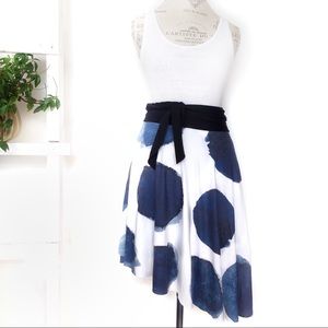 Blue and white polkadot wrap skirt NWOT